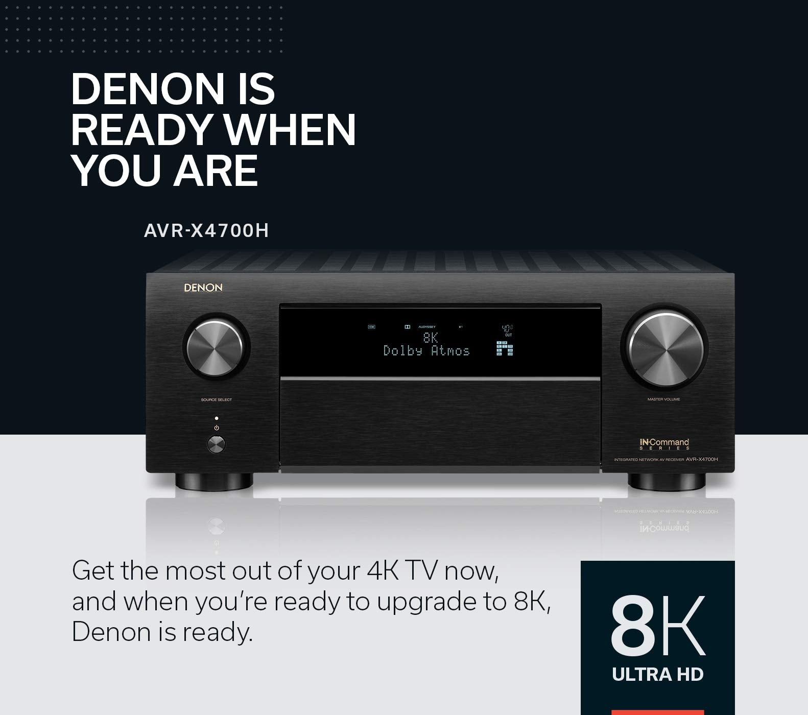 Denon AVR-X4700H 8K Ultra HD 9.2 Channel (125 Watt X 9) AV Receiver 2020 Model