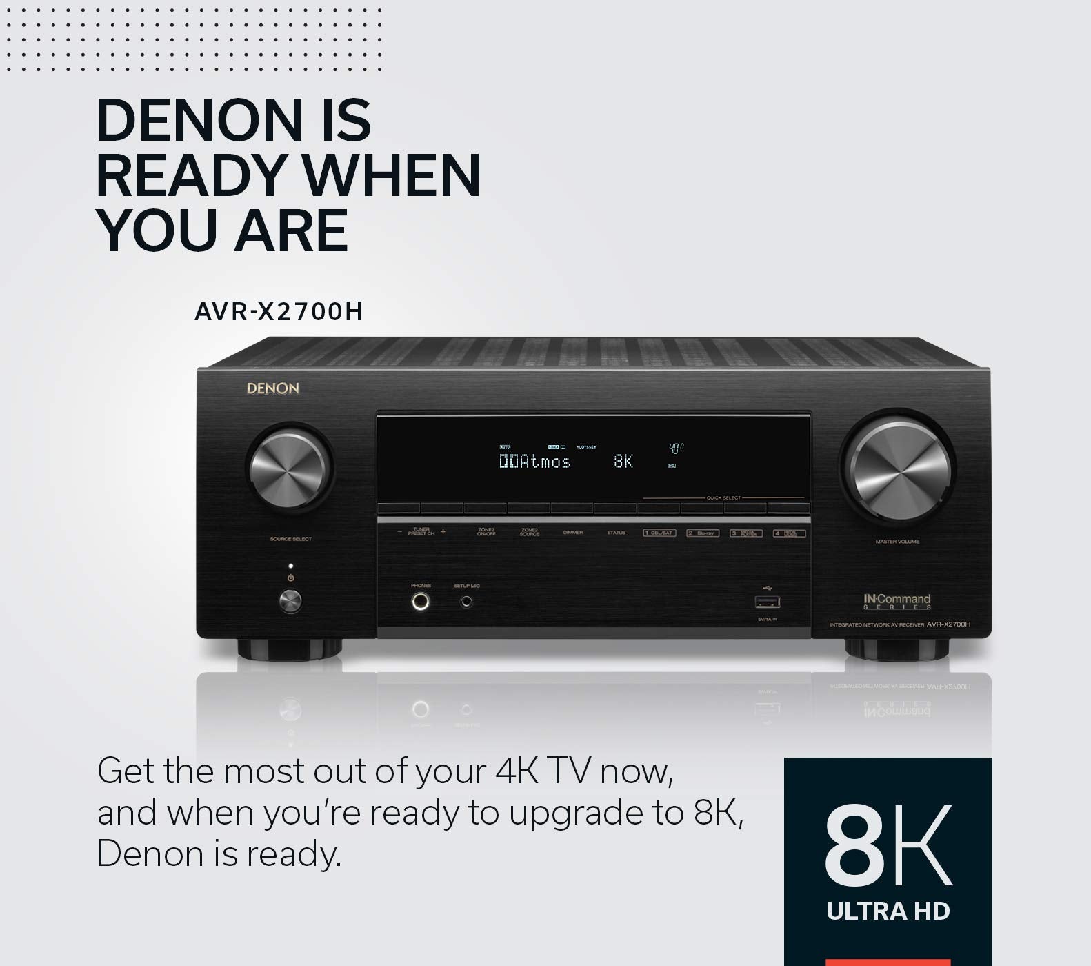 Denon AVR-X2700H 8K Ultra HD 7.2 Channel (95 Watt X 7) AV Receiver 2020 Model