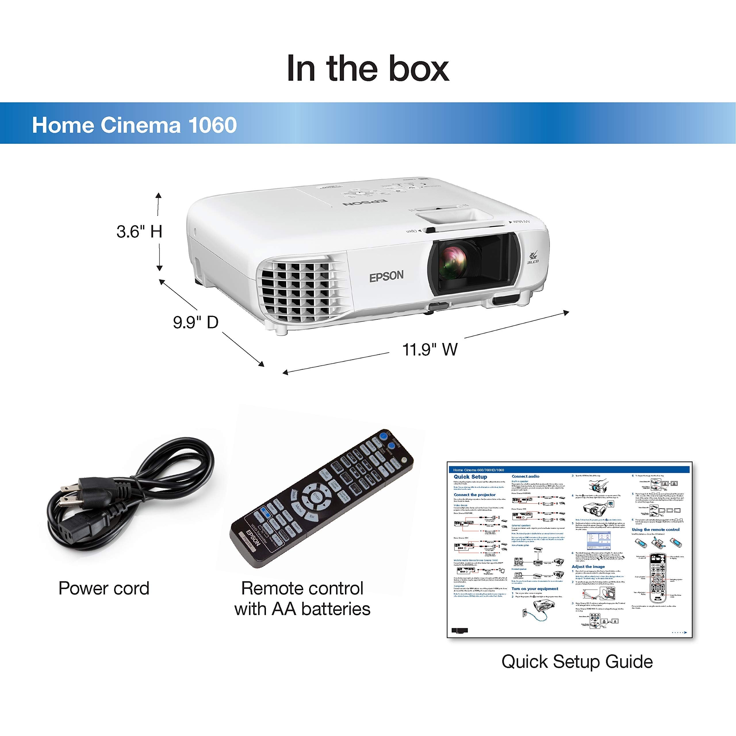 Epson Home Cinema 1060 Full HD 1080p 3,100 Lumens Color Brightness